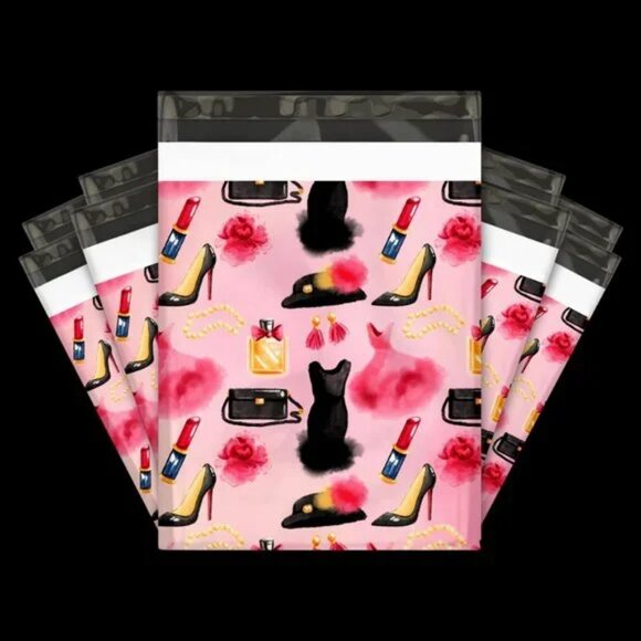 30 Poly Mailers/shipping Bags/ 30 Thank you Stickers -  Fashion & white - Picture 1 of 3